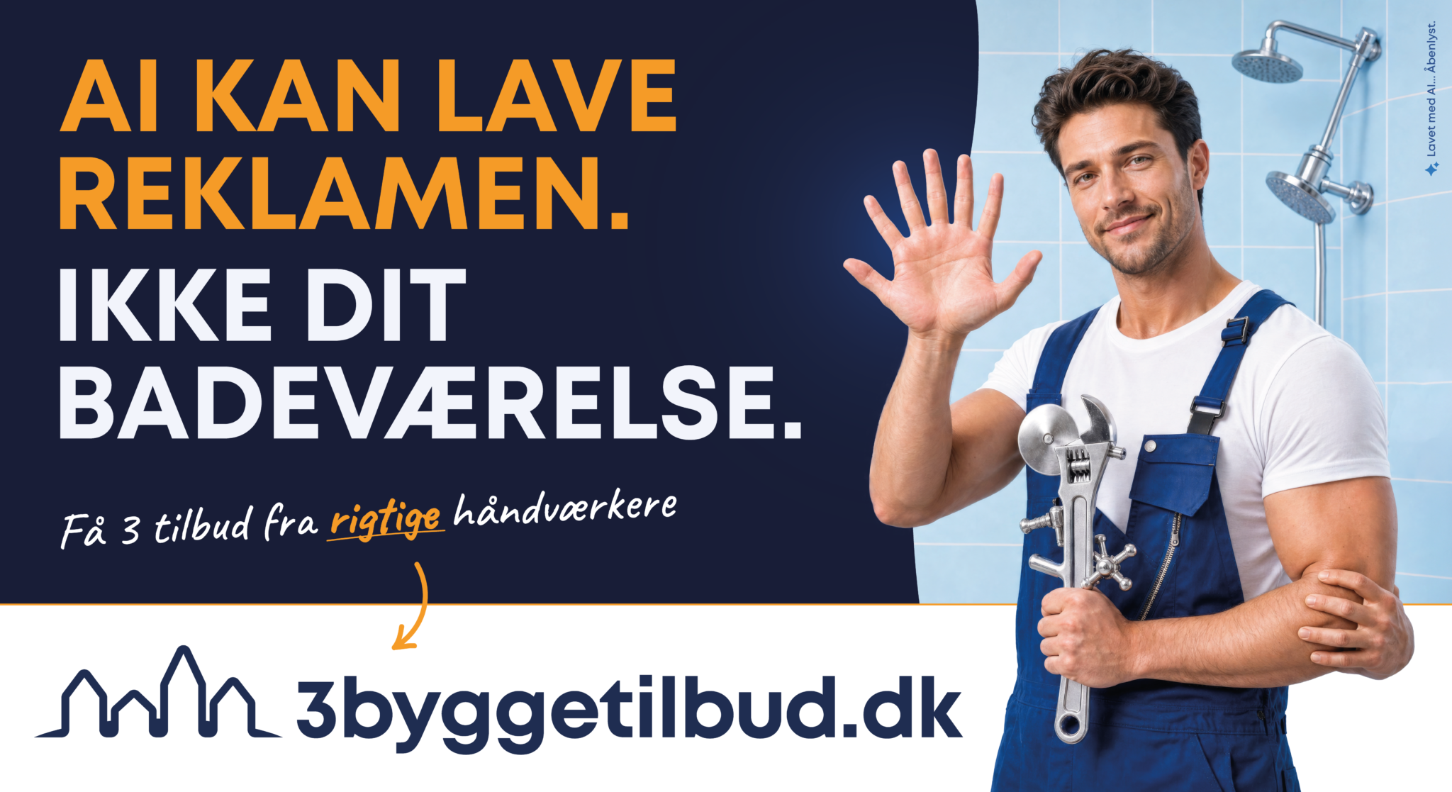 3byggetilbud bus med AI-skabt reklame for rigtige håndværkere
